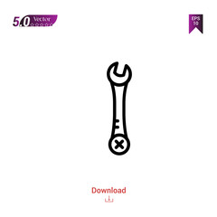 Outline wrench icon isolated on white background. Popular icons for 2019 year. Line pictogram. Graphic design, mobile application, logo, user interface. EPS 10 format vector