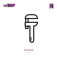 Outline wrench icon isolated on white background. Popular icons for 2019 year. Line pictogram. Graphic design, mobile application, logo, user interface. EPS 10 format vector