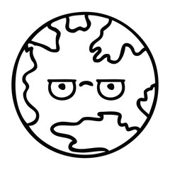 line drawing cartoon planet earth