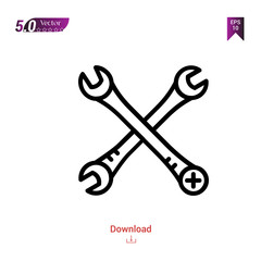 Outline wrench icon isolated on white background. Popular icons for 2019 year. Line pictogram. Graphic design, mobile application, logo, user interface. EPS 10 format vector