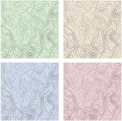Set of four seamless topographic map patterns.