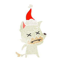 retro cartoon of a dead fox wearing santa hat