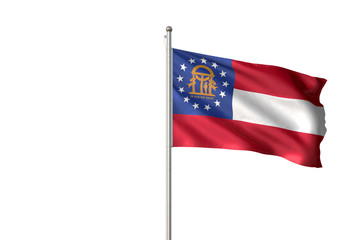 Georgia state of United States flag waving isolated 3D illustration