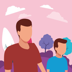 faceless father and son