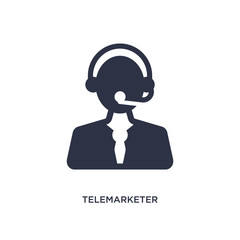 Fototapeta na wymiar telemarketer icon on white background. Simple element illustration from customer service concept.