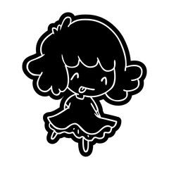cartoon icon of a cute kawaii girl