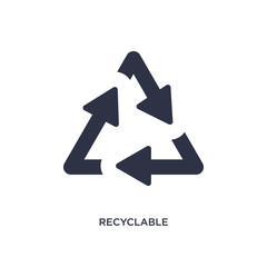 recyclable icon on white background. Simple element illustration from ecology concept.