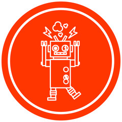malfunctioning robot circular icon