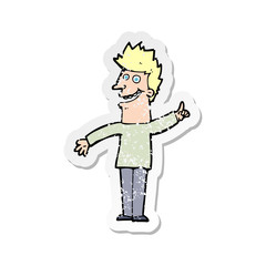 Fototapeta premium retro distressed sticker of a cartoon happy man