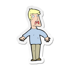 sticker of a cartoon terrified man