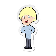 sticker of a cartoon happy man