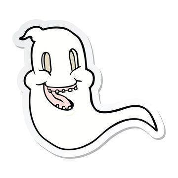 sticker of a cartoon spooky ghost
