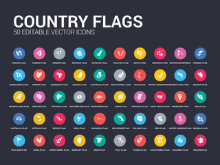 50 country flags set icons such as france flag, colombia flag, south korea flag, taiwan italy spain germany north korea china simple modern isolated vector icons can be use for web mobile