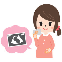 Pregnant woman with echo picture