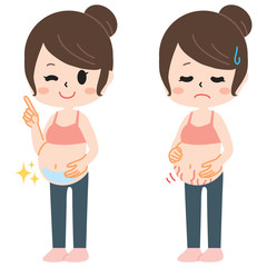 Two types of pregnant women suffering from pregnancy line