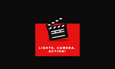 Lights Camera Action Movie Quote Poster with Clapperboard
