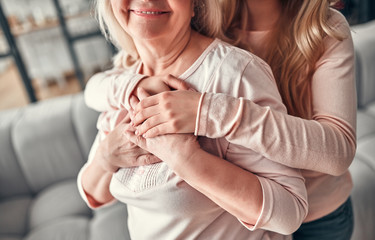 Mother with daughter at home