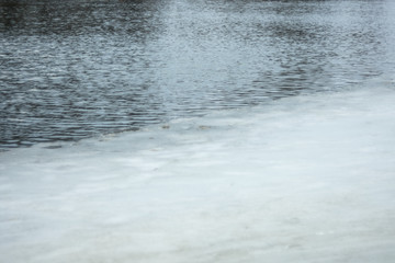  Melting ice on the river in early spring. Natural background
