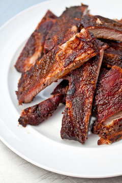 Plate Of BBQ Smoked Ribs