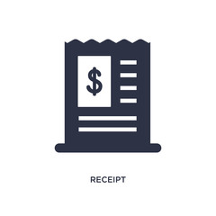 receipt icon on white background. Simple element illustration from fast food concept.