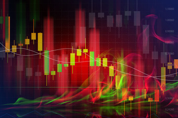 Stock market finance analysis business concept. Forex trading background. Hot data chart. Fire...