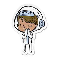 sticker of a cartoon astronaut woman