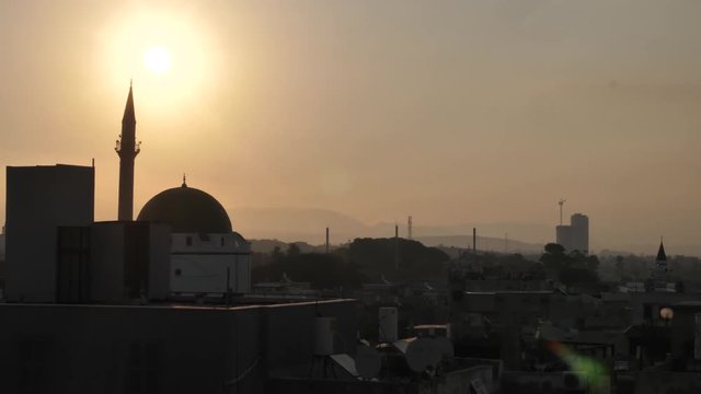 Al Jazzar mosque in Acre, Israel at sunrise
