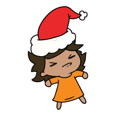 christmas cartoon of kawaii girl