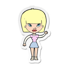 sticker of a cartoon woman waving