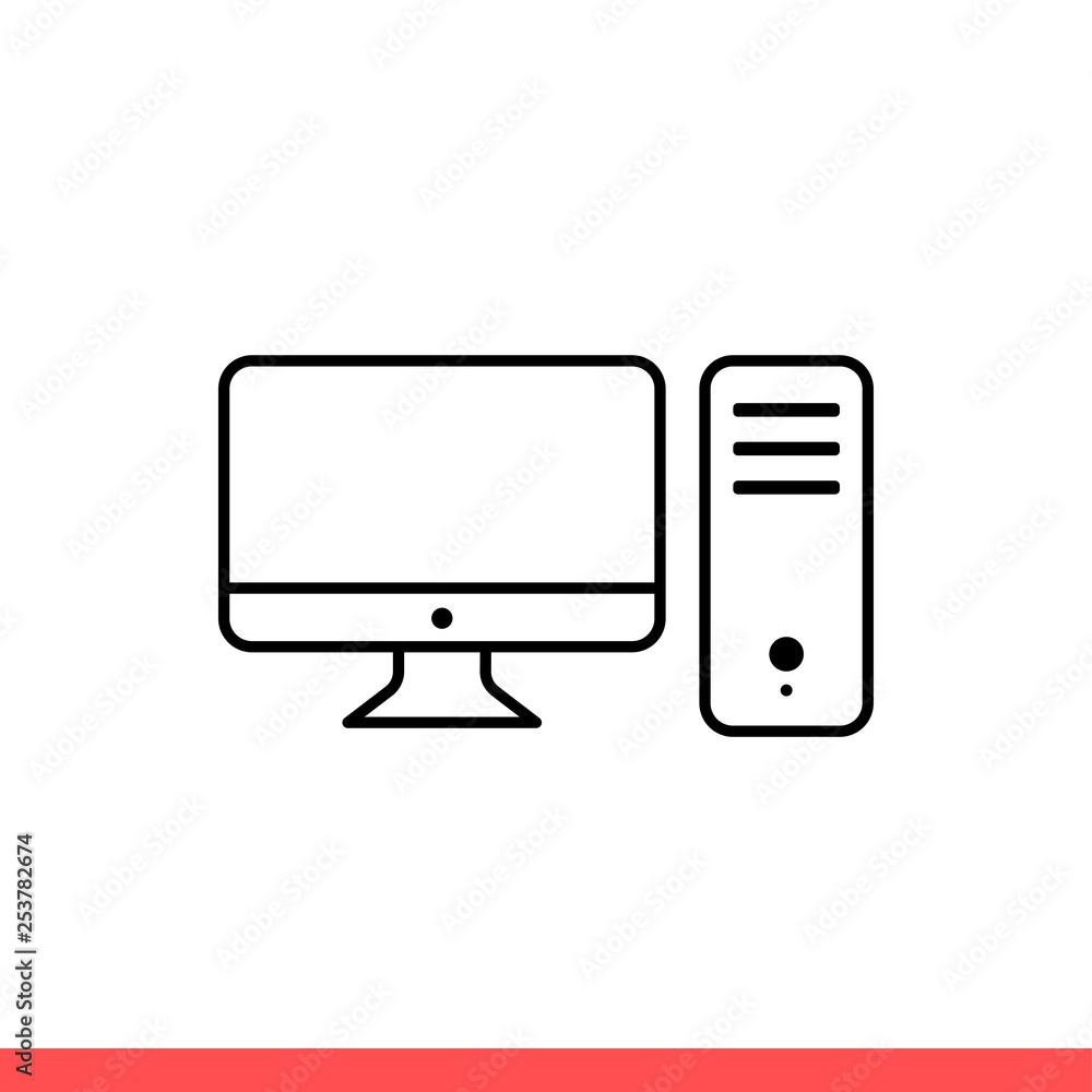 Poster computer desktop vector icon, pc device symbol. simple, flat design for web or mobile app