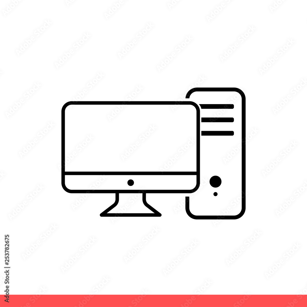 Poster computer desktop vector icon, pc device symbol. simple, flat design for web or mobile app