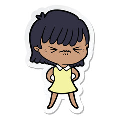 sticker of a annoyed cartoon girl