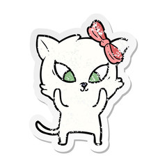 distressed sticker of a cartoon cat