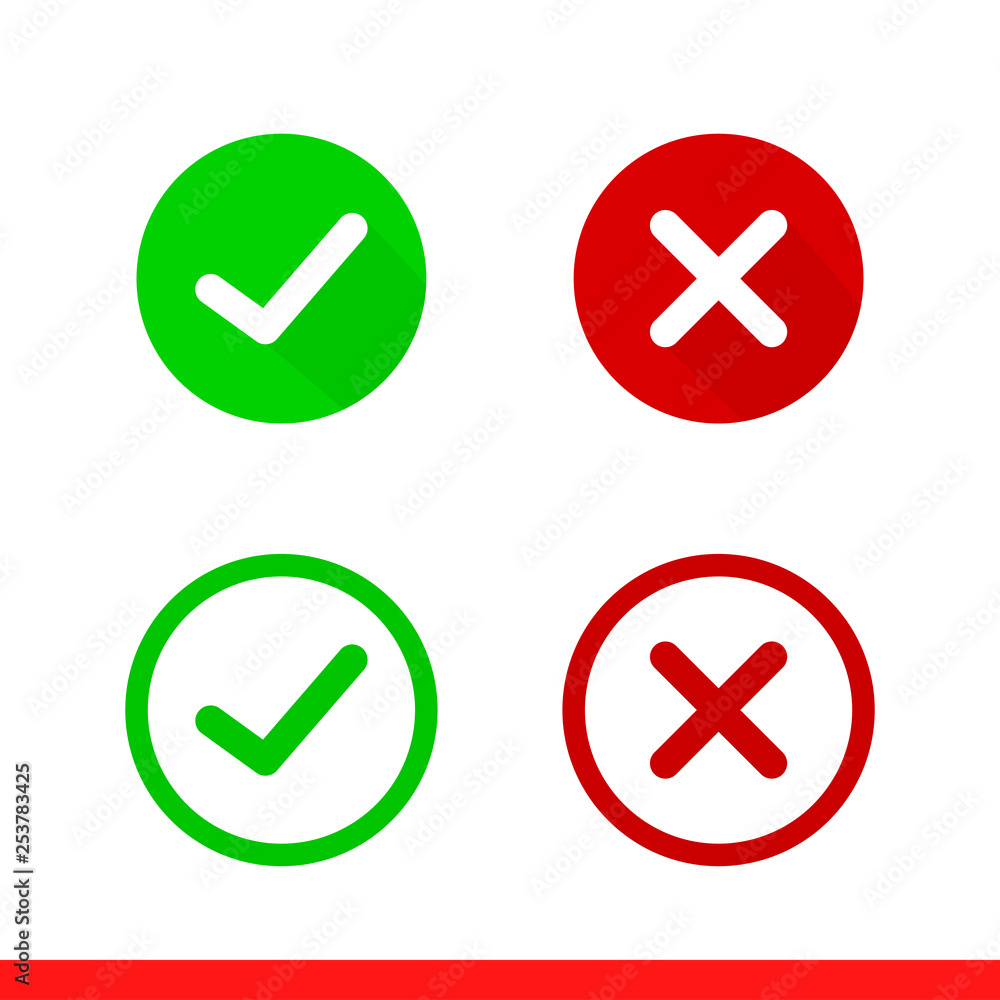 Poster tick and cross vector icon, checkmark symbol. simple, flat design for web or mobile app