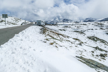 Norwegen Norwegische Landschaftsroute Sognefjellet Winter camping Schnee 