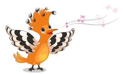 Hoopoe bird singing cartoon vector illustration © Pallavi