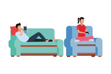 faceless couple hobbies living room