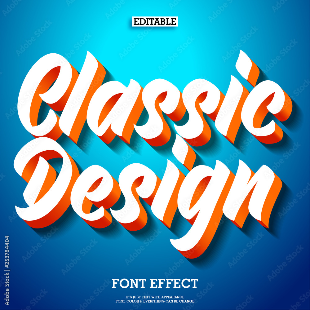 Poster 3d classic design text style with shadow and glowing background