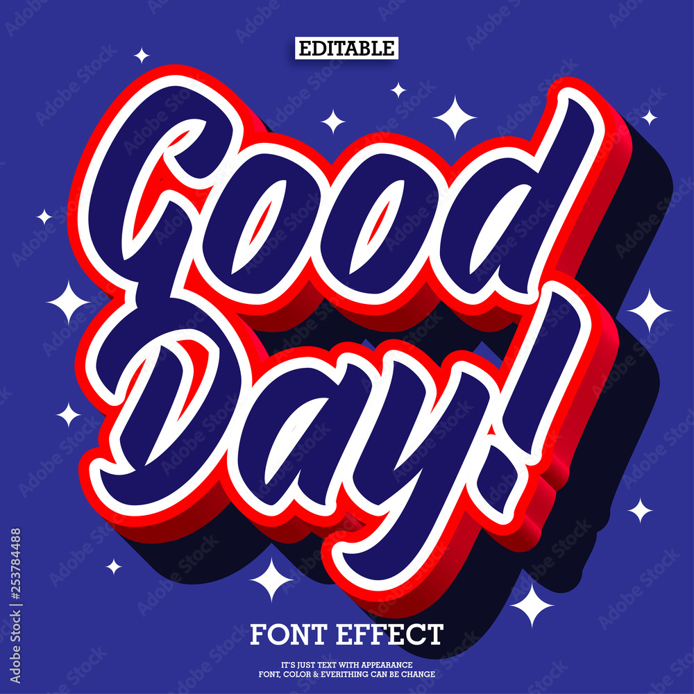 Poster 3d pop good day text effect for poster design element