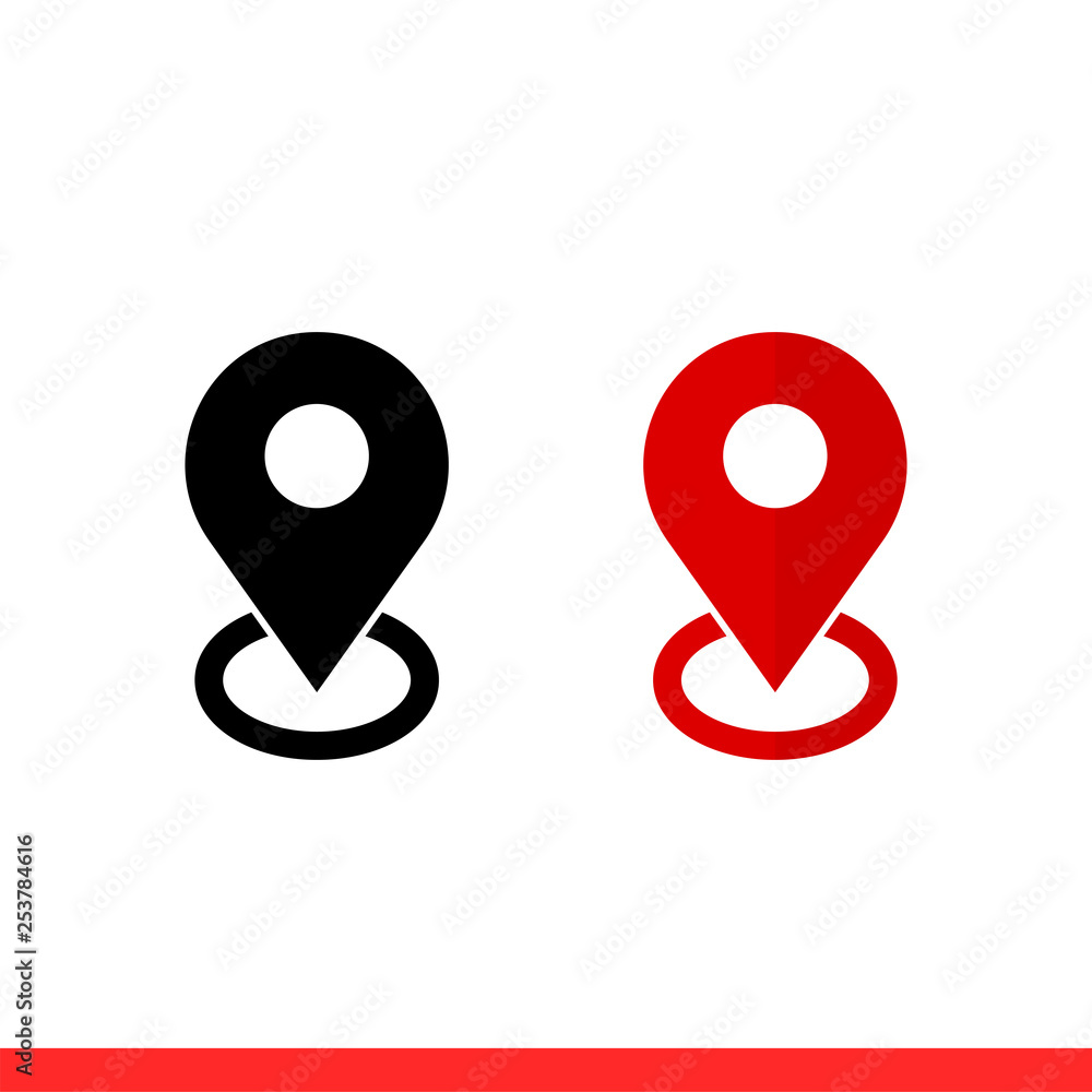 Poster gps pointer vector icon, map pin, location symbol. simple, flat design for web or mobile app