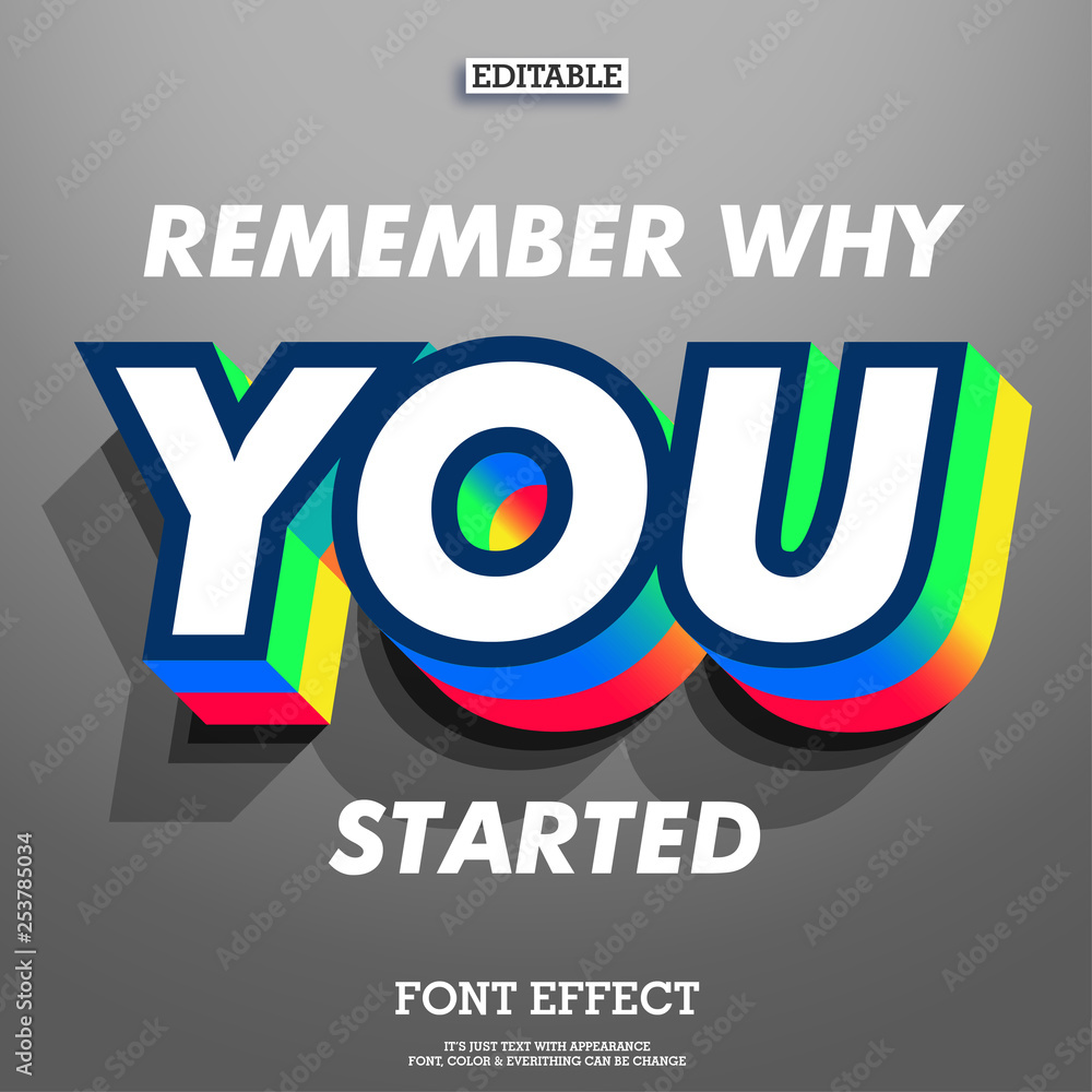 Poster inspirational quote with cool 3d extrude font effect double color and shadow