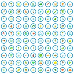 100 ecology icons set in cartoon style for any design vector illustration