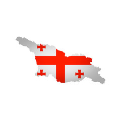 Vector isolated simplified illustration icon with silhouette of Georgia (asian state) map. National flag. White background