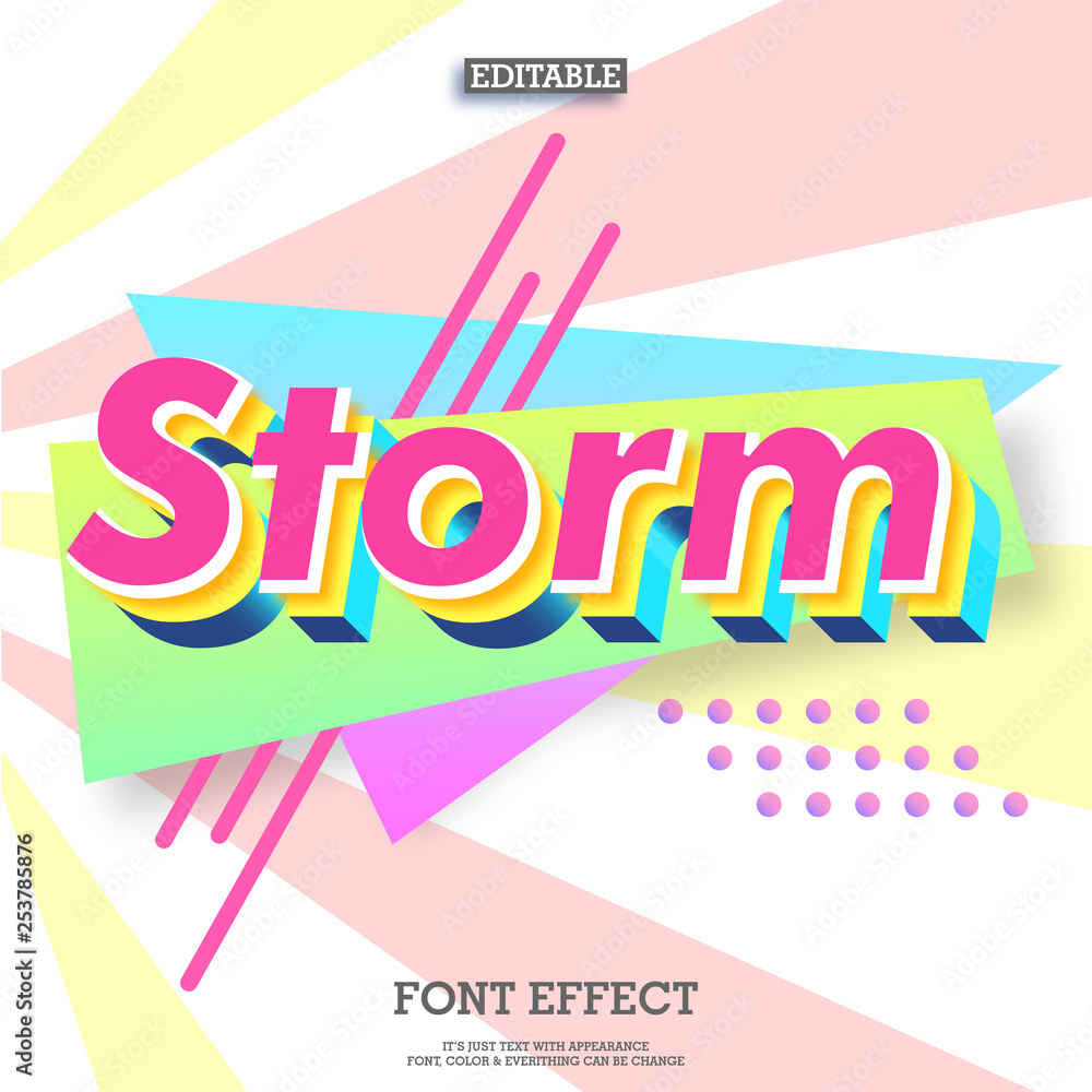 Poster modern 90s typography 3d text display with cool element design and music