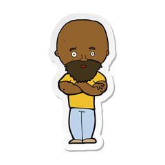 sticker of a cartoon shocked bald man with beard
