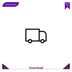 Outline truck icon isolated on white background. Line pictogram. mobile application, logo, user interface. Editable stroke. EPS10 format vector