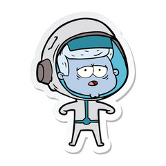 sticker of a cartoon tired astronaut