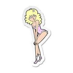 sticker of a cartoon woman in lingerie