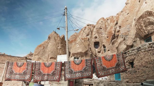 Carpets in Kandovan, weaving and handcraft concept.