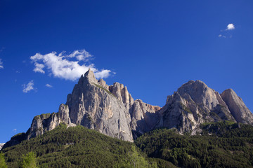Schlernmassiv Val Gardene, Dolomiten, Gröden, Südtirol, Italien, Europa